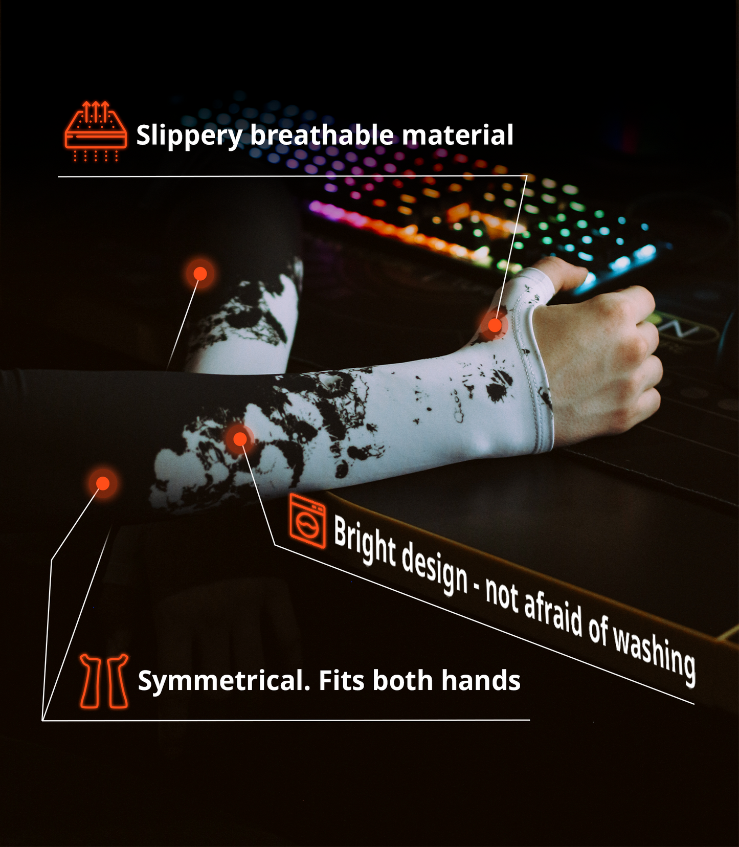 Gaming Arm Sleeve 2.0 Paints Spray with open glove for PC gamers Selerity