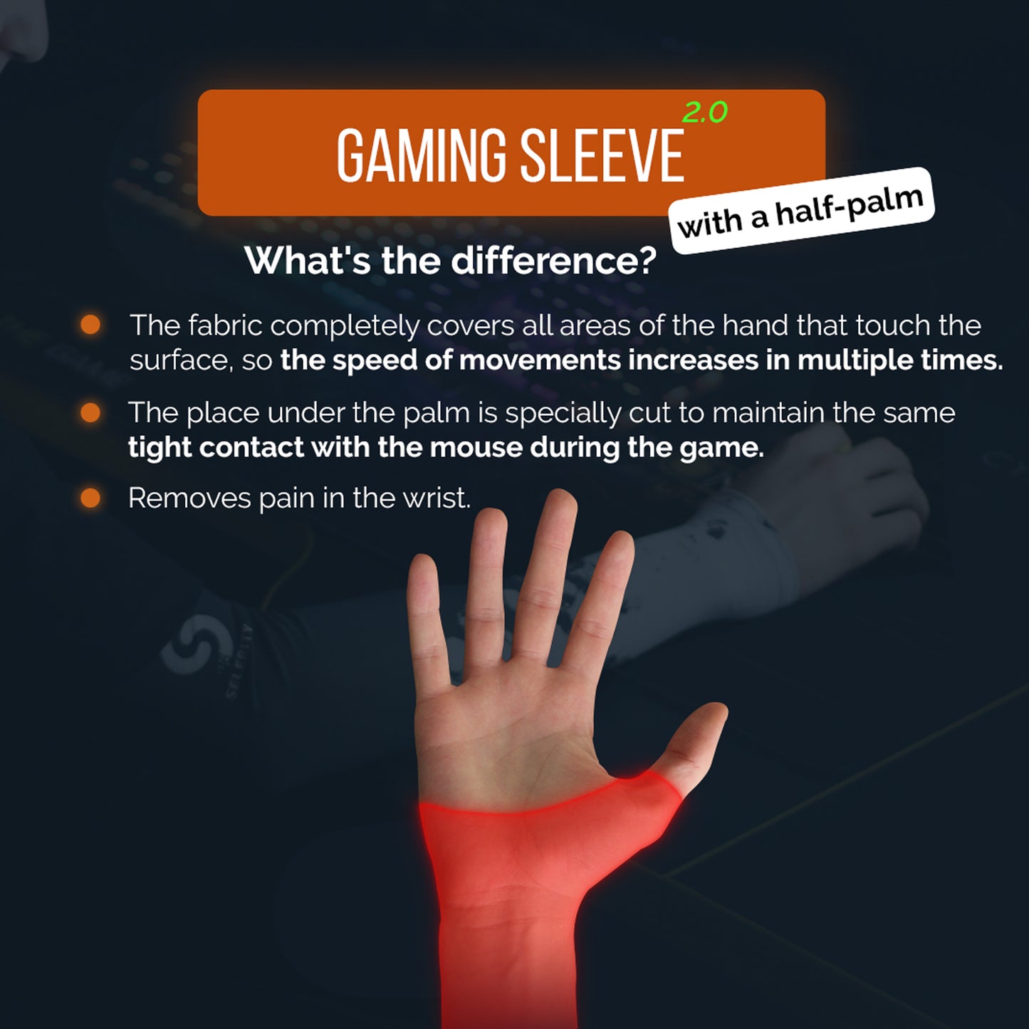 Gaming Arm Sleeve 2.0 Paints Spray with open glove for PC gamers Selerity