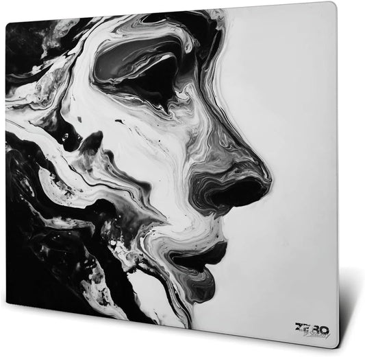 Glass Gaming Mouse Pad Large 19.3 x 16.5 inch – Tempered Hard Mousepad with Full Silicone Base, Speed Glide Surface for FPS Gaming, Zero Friction, XL (Blackwhite)