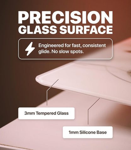 Glass Gaming Mouse Pad Large 19.3 x 16.5 inch – Tempered Hard Mousepad with Full Silicone Base Glasspad for FPS Gaming, Zero Friction, XL, Aiko