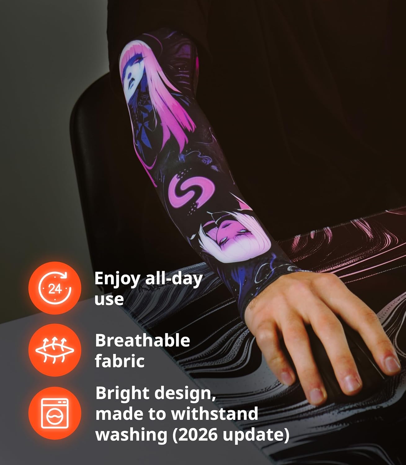 Gaming Arm Sleeve PC Sport compression esports gamer sleeve 2.0 Violet Luna Selerity