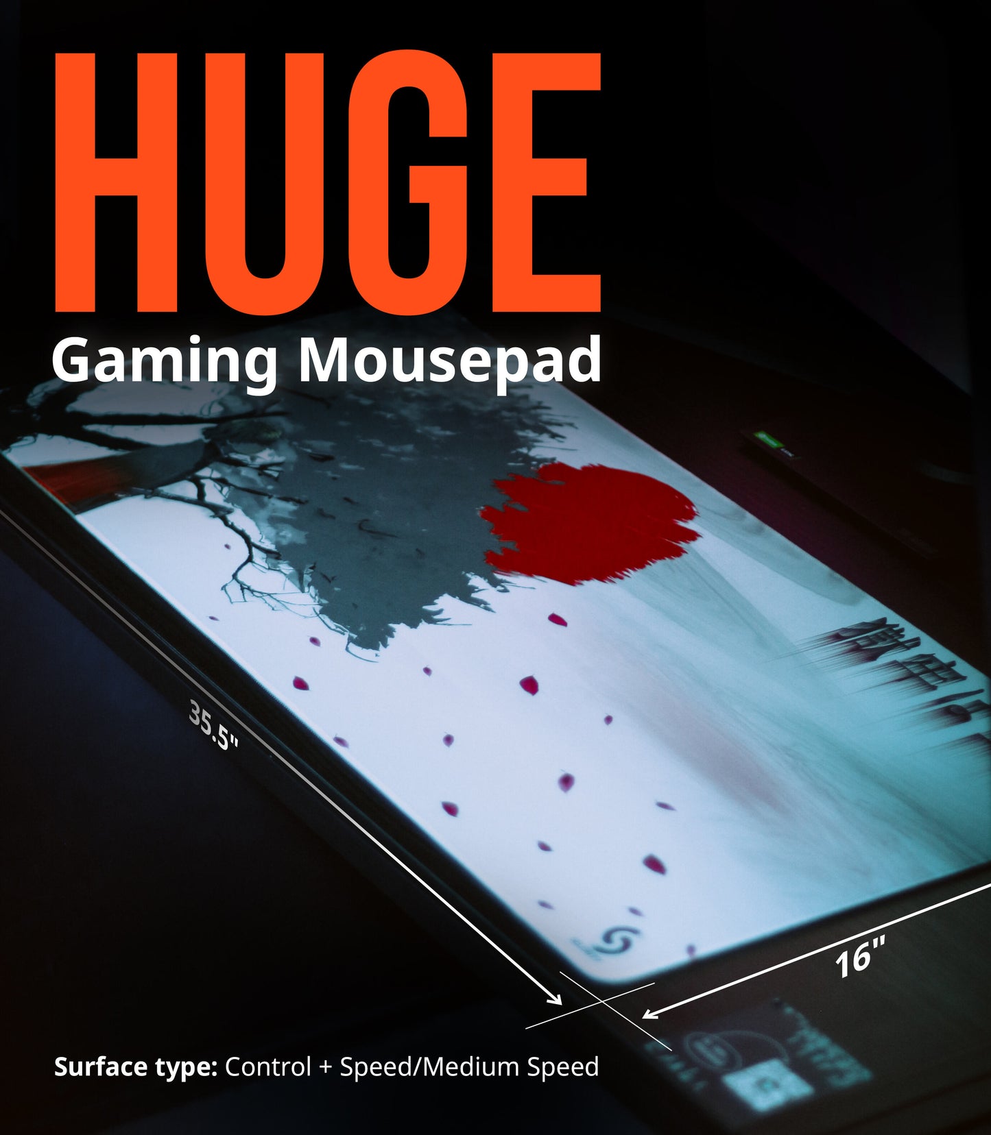 Pro Gaming Mouse Pad XL 35,5" х 15,8", Thick(4mm) - Control + Speed - Waterproof - Non-Slip Base - Extended Extra Large Desk Mat 900х400x4mm (Sakura White)