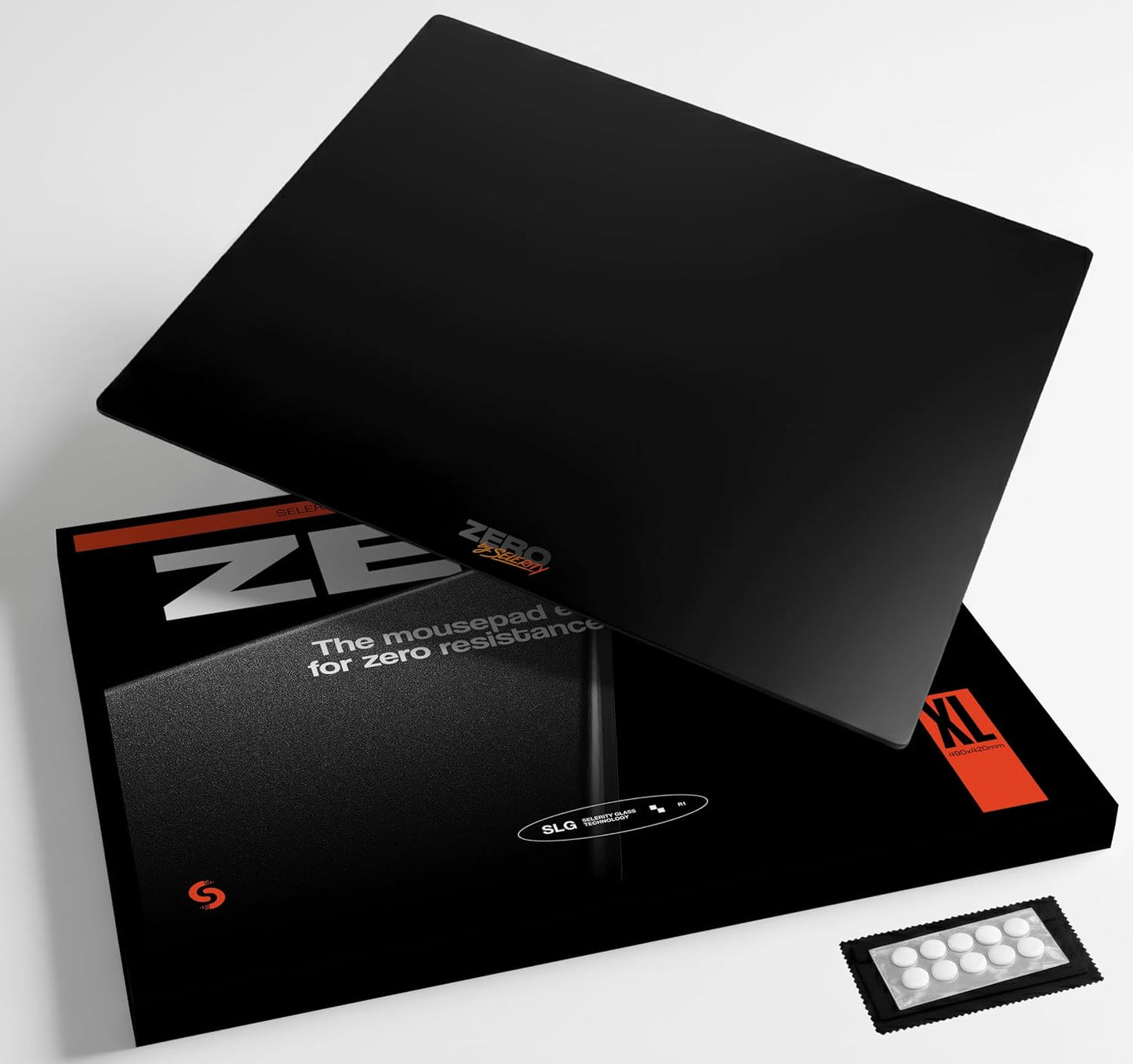 Glass Gaming Mouse Pad Large 19.3 x 16.5 inch – Tempered Hard Mousepad with Full Silicone Base Glasspad for FPS Gaming, Zero Friction, XL, Black