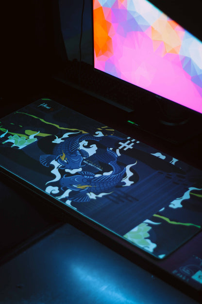 Pro Gaming Mouse Pad XL 35.5” x 15.8”, Thick(4mm) - Control + Speed - Waterproof - Non-Slip Base - Extended Extra Large Desk Mat 900x400x4mm (Hikari Blue).