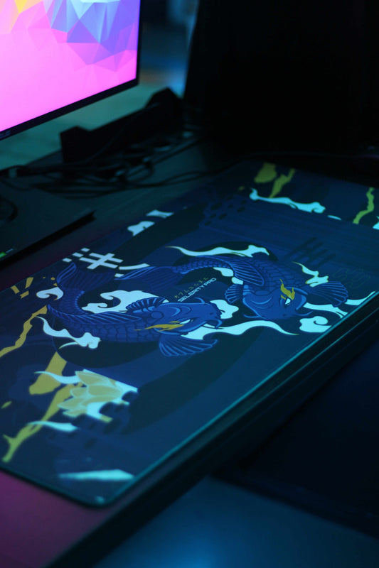 Pro Gaming Mouse Pad XL 35.5” x 15.8”, Thick(4mm) - Control + Speed - Waterproof - Non-Slip Base - Extended Extra Large Desk Mat 900x400x4mm (Hikari Blue).