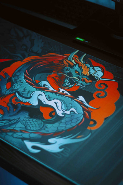 Pro Gaming Mouse Pad XL 35,5" х 15,8", Thick(4mm) - Control + Speed - Waterproof - Non-Slip Base - Extended Extra Large Desk Mat 900х400x4mm (Tatsu Orange Ocean)