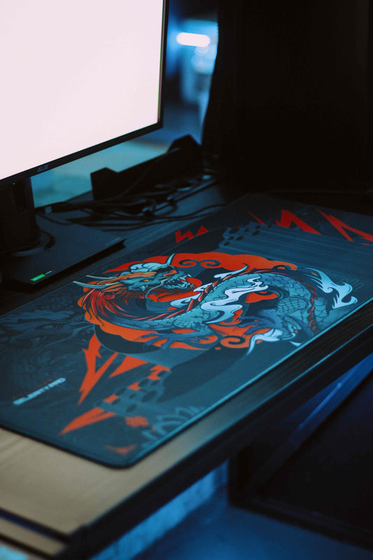 Pro Gaming Mouse Pad XL 35,5" х 15,8", Thick(4mm) - Control + Speed - Waterproof - Non-Slip Base - Extended Extra Large Desk Mat 900х400x4mm (Tatsu Orange Ocean)