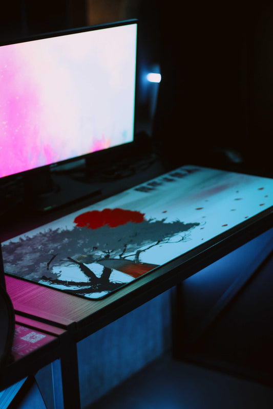 Pro Gaming Mouse Pad XL 35,5" х 15,8", Thick(4mm) - Control + Speed - Waterproof - Non-Slip Base - Extended Extra Large Desk Mat 900х400x4mm (Sakura White)