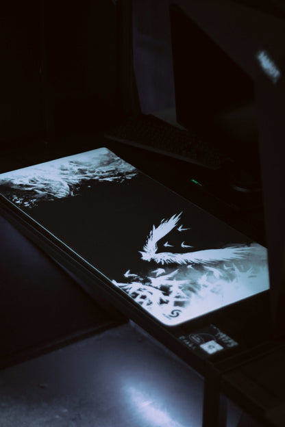 Pro Gaming Mouse Pad XL 35,5" х 15,8", Thick(4mm) - Control + Speed - Waterproof - Non-Slip Base - Extended Extra Large Desk Mat 900х400x4mm (Сrows Black/White)