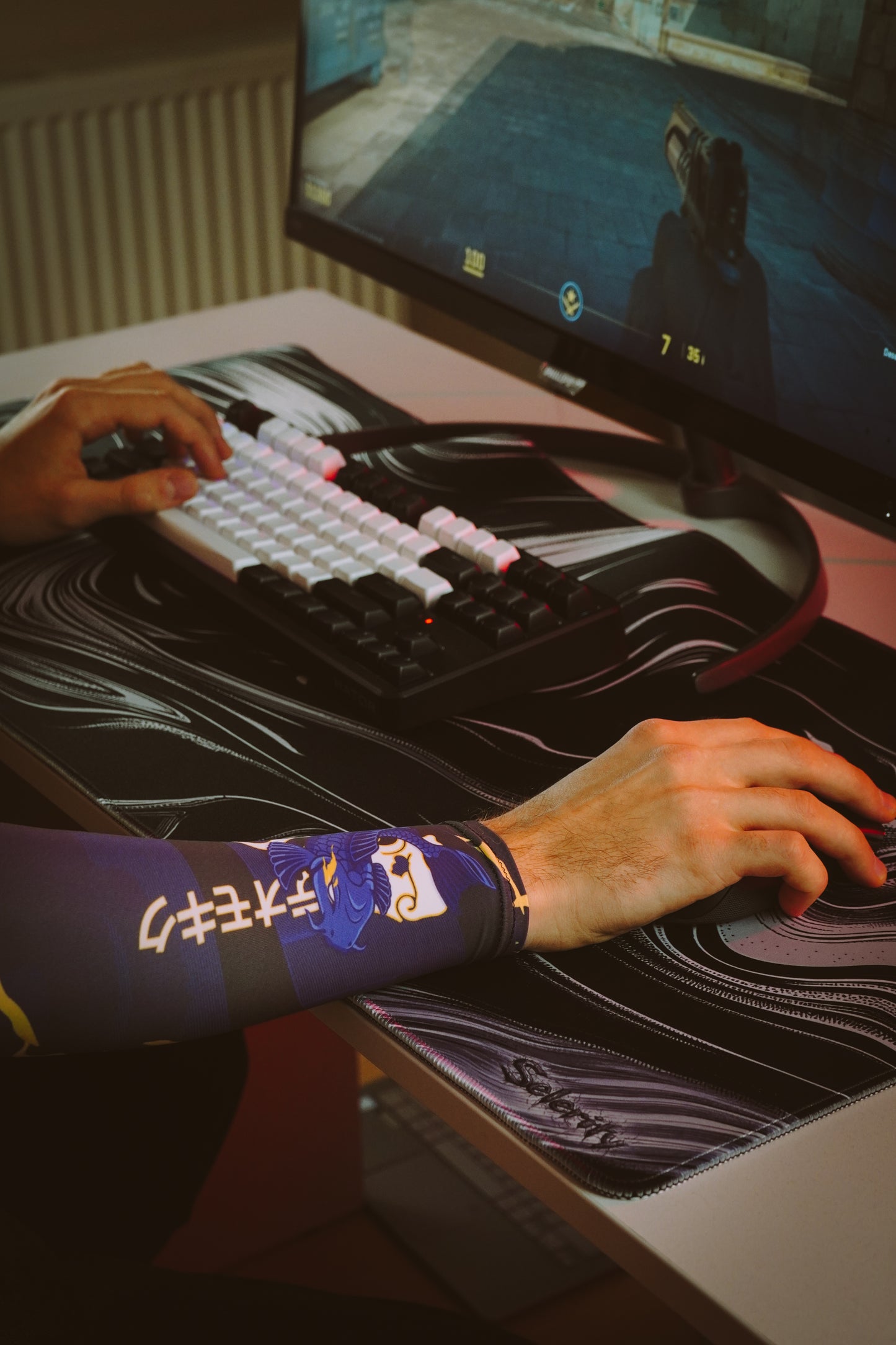 Gaming Arm Sleeve PC Sport compression esports gamer sleeve 1.0 Japanese Tattoo Selerity