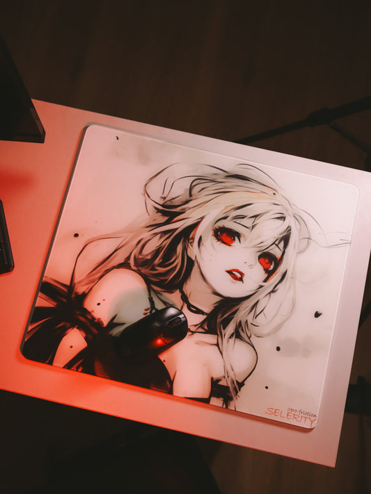 Glass Gaming Mouse Pad Large 19.3 x 16.5 inch – Tempered Hard Mousepad with Full Silicone Base Glasspad for FPS Gaming, Zero Friction, XL, Aiko